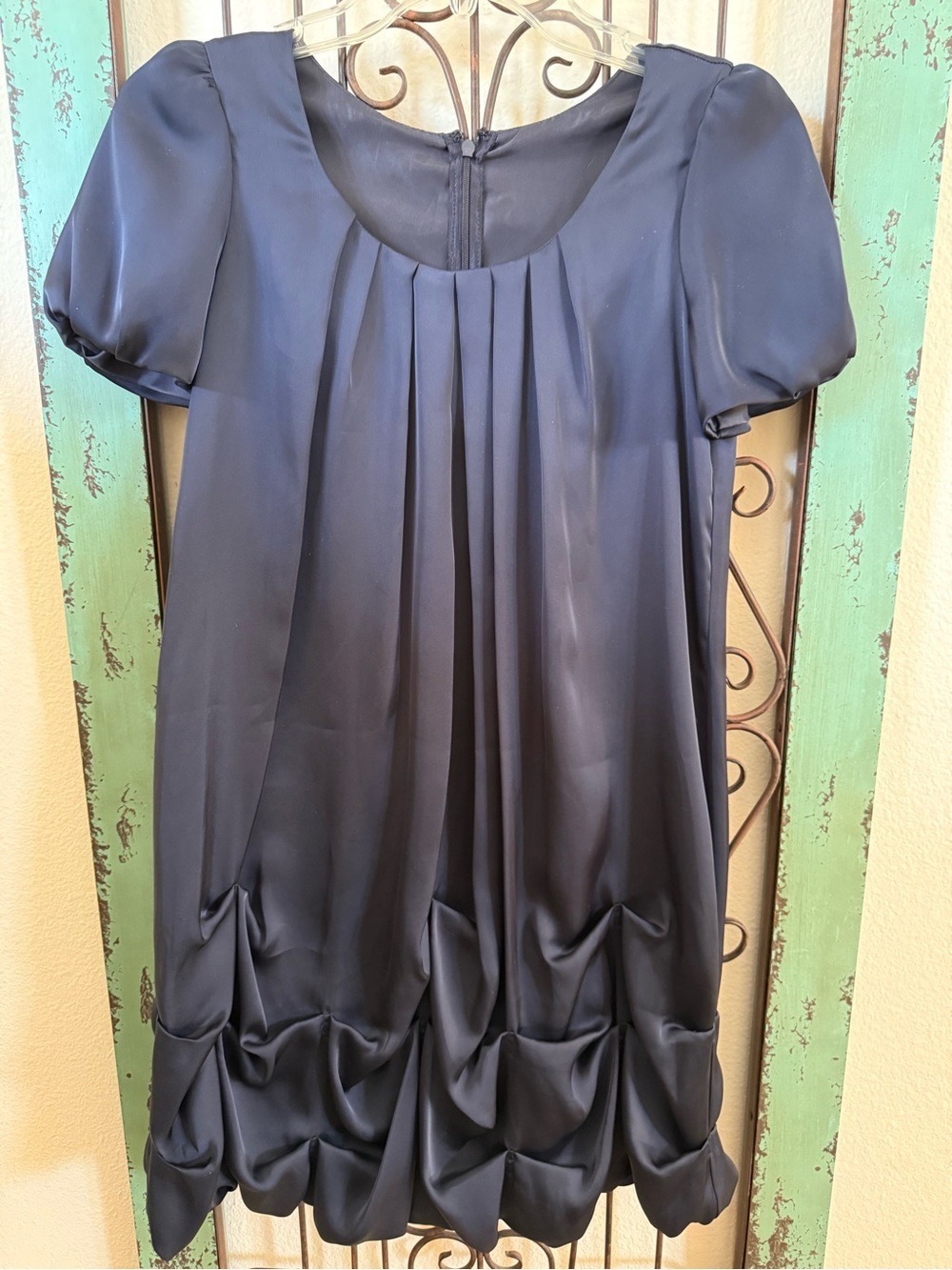 LAISSE PASSE Navy Bubble Hem Puff Sleeve Dress Size 36 Coquette Japanese Fashion - Picture 2 of 8